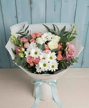Букет цветов из:  Розы, Лизиантусы и Хризантемы в Зубутлях-Миатли