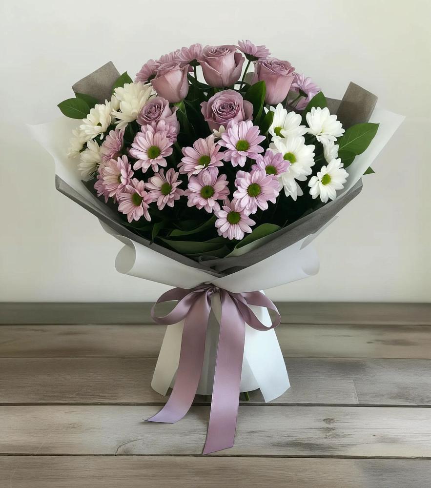 Букет цветов из: Хризантемы и Розы в Зубутлях-Миатли