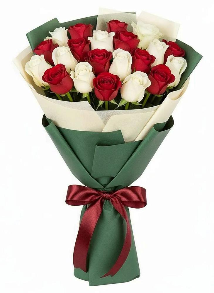 Букет Микс из красных и белых роз в Зубутлях-Миатли