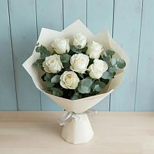 Букет Белые розы в Эвкалипте в Зубутлях-Миатли