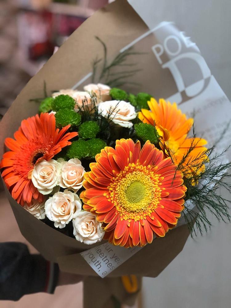 Букет цветов из: Герберы, Хризантемы и Розы в Зубутлях-Миатли