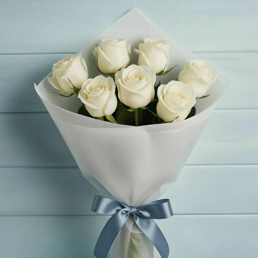 Букет 7 Белых роз Эдлесс Лав в Зубутлях-Миатли